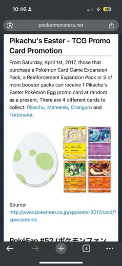 2017 Pokemon Center Easter Egg Promo Sparkling Spring Festival Card - Pikachu - Image 4