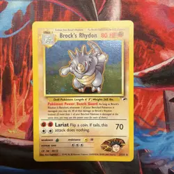 Pokemon TCG Card Brock's Rhydon 2/132 Holo Rare Gym Heroes - Image 1