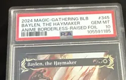 2024 MTG BLOOMBURROW ANIME BORDERLESS-RAISED FOIL BAYLEN, THE HAYMAKER PSA 10 - Image 2