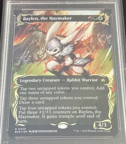 2024 MTG BLOOMBURROW ANIME BORDERLESS-RAISED FOIL BAYLEN, THE HAYMAKER PSA 10 - Image 3