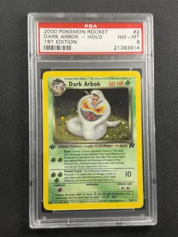 Pokemon Cards PSA 8 Nm-Mt Dark Arbok 1st Edition Team Rocket WotC 2000 2/82 - Image 1