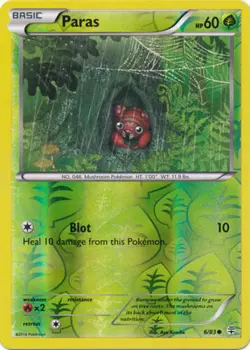 Heavily Played, English Pokemon Reverse Holo Paras - 6/83 - Common - Reverse Hol - Image 1