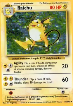 Raichu Base Set Holo Rare 014/102 Pokemon 1999 - Image 1