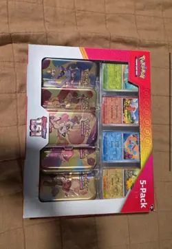 Meowth Pokemon TCG Scarlet & Violet 151 Mini Tins 5-Pack Costco Bundle Box New - Image 1