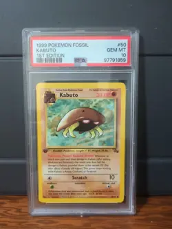 1999 POKEMON FOSSIL 1ST ED #50 KABUTO PSA 10 - Image 1