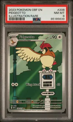 Pokemon PSA 8 TCG Pidgeotto Sv03: Obsidian Flames 208/197 Holo Illustration Rare - Image 1