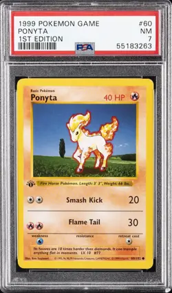 1999 POKEMON GAME 1ST ED #60 PONYTA PSA 7 - Image 1