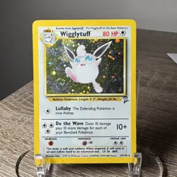 Pokemon TCG Wigglytuff 19/130 Base Set 2 Holo Rare Vintage WOTC SWIRL DMG - Image 1