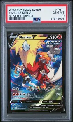 PSA 10 Blaziken V TG14/TG30 Pokemon Silver Tempest Trainer Gallery Sword Shield - Image 1