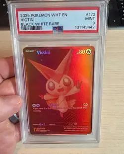 2025 POKEMON WHT EN-WHITE FLARE #172 VICTINI BLACK WHITE RARE PSA 9 MINT - Image 1