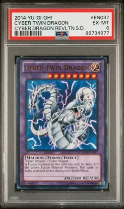 Yu-Gi-Oh! TCG PSA 6 Cyber Twin Dragon Cyber Dragon Revolution SDCR-EN037 - Image 1