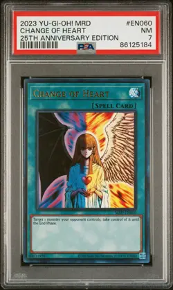 Yu-Gi-Oh! PSA 7 TCG Change of Heart Metal Raiders MRD-EN060 25th Anniversary - Image 1