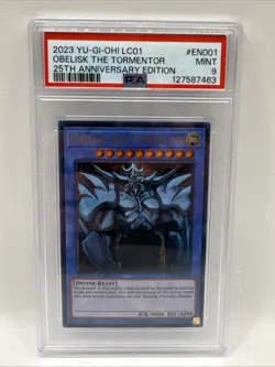 2023 YU-GI-OH! LC01-LEGEND COLL: 25TH ANV ED #EN001 OBELISK THE TORMENTOR PSA 9 - Image 1