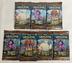 7 NEW Disney Lorcana AZURITE SEA Booster Pack TRADING CARD GAME Sealed SET 6 TCG - Image 1