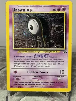 Unown [A] 2001 14/75 Neo Discovery Pokemon Card TCG WOTC Vintage Holo Rare - Mp - Image 1