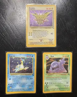 Lot Of 3 Rare Holo Fossil Edition Pokemon Cards - Image 1