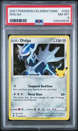 2023 Pokemon Celebrations 020/025 Dialga Holo PSA 8 Near Mint Rare Card Fresh - Image 1