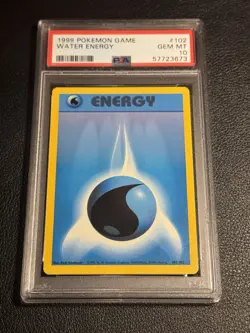 1999 POKEMON GAME WATER ENERGY #102 PSA 10 GEM MINT BASE SET - Image 1