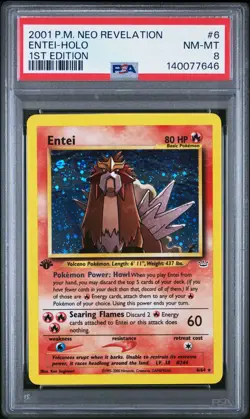 Entei Pokemon Neo Revelation Holo 1st Edition #6 PSA 8 FRESH CERT - Image 1