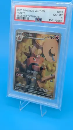 2025 Pokemon WHT Pignite Illustration Rare #097 PSA 8 NM-MT - Image 1
