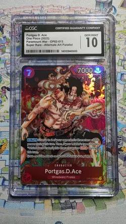 2022 One Piece Paramount War Portgas D. Ace ALT ART OP02-013 CGC 10 GEM MINT ENG - Image 1
