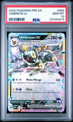 UMBREON EX 2025 POKEMON PRE EN-PRISMATIC EVOLUTIONS #060 RARE PSA 10 Gem Mint - Image 1