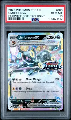 2025 POKEMON PRE EN-PRISMATIC EVOLUTIONS #060 UMBREON EX PSA 10 - Image 1