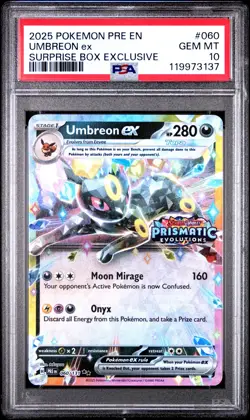 2025 POKEMON PRE EN-PRISMATIC EVOLUTIONS #060 UMBREON EX PSA 10 - Image 1