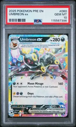 PSA 10 Umbreon Ex Holo #060 2025 Pokemon Pre En-Prismatic Evolutions 115567396 - Image 1