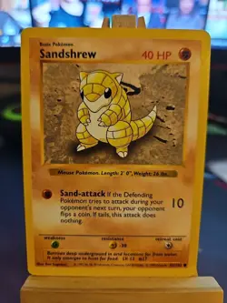 Pokemon TCG Sandshrew Base Set, Shadowless Common Card 62/102 NM- - Image 1
