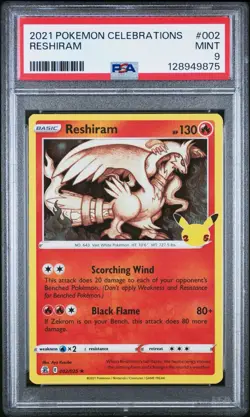 2023 Pokemon Celebrations 002/025 Reshiram Holo PSA 9 Mint Rare Card Fresh New - Image 1