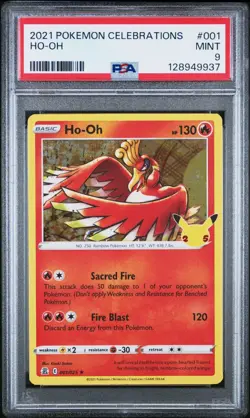 2023 Pokemon Celebrations 001/025 Ho-Oh Holo PSA 9 Mint Rare Card Fresh New foil - Image 1