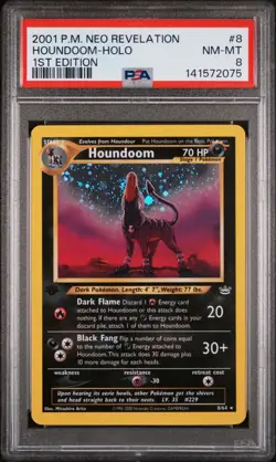 1st Edition Pokemon Neo Revelation Houndoom Holo 8/64 PSA 8 - Image 1