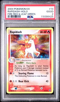 2004 POKEMON EX FIRE RED & LEAF GREEN #13 RAPIDASH-HOLO PSA 2 - Image 1