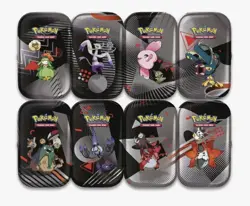 Pokemon Unova Black Bolt White Flare Mini Tin Display 8 tins 16 packs Sealed - Image 1