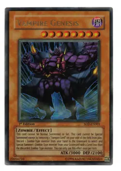 Yu-Gi-Oh Card: Vampire Genesis SD2-EN001 Ultra Rare 1st Edition! EX - Image 1