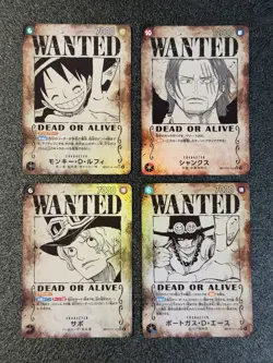4 SET SP WANTED Monkey DLuffy,Shank W/D & Defect ‼One Piece Card Games Japanese - Image 1