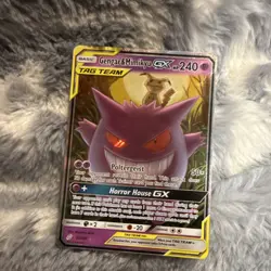 Pokemon Gengar & Mimikyu GX 53/181 Team Up TAG TEAM Ultra Rare Card - Image 1