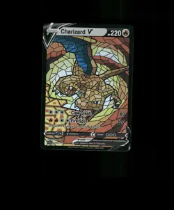 FAN-ART READ DESCRIPTION BELOW HOLO Charizard Card Stained Glass Pokemon p1 - Image 1