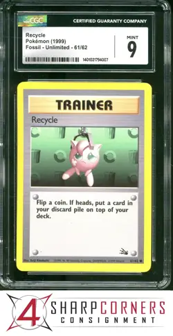 1999 POKEMON UNLIMITED FOSSIL #61 RECYCLE CGC 9 - Image 1