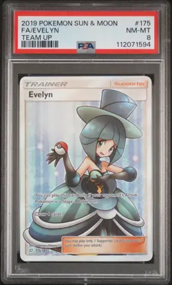2019 POKEMON SUN & MOON TEAM UP #175 FULL ART/EVELYN PSA 8 - Image 1