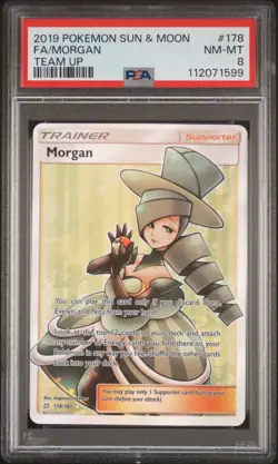 2019 POKEMON SUN & MOON TEAM UP #178 FULL ART/MORGAN PSA 8 - Image 1