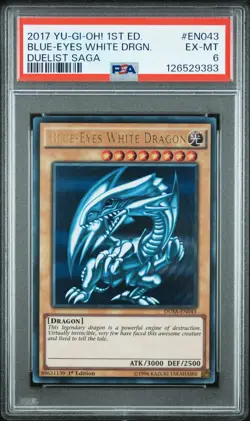 Yugioh! PSA 6 Blue Eyes White Dragon DUSA-EN043 Ultra Rare Duelist Saga - Image 1