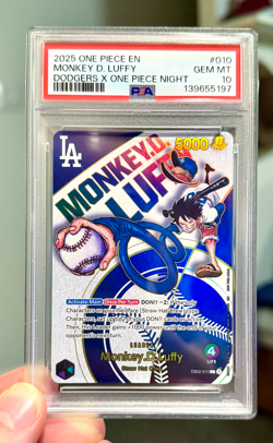 Monkey.D.Luffy (010) (Dodgers x ONE PIECE) EB02-010 One Piece Promo PSA 10 - Image 1