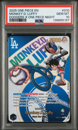 Monkey.D.Luffy (010) (Dodgers x ONE PIECE) EB02-010 One Piece Promo PSA 10 - Image 2