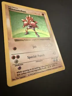 Pokemon TCG Hitmonchan Base Set Holo Shadowless Rare Card 7/102 MP Condition - Image 4