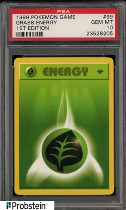 1999 Pokemon TCG Game 1st Edition #99 Grass Energy PSA 10 GEM MINT - Image 1