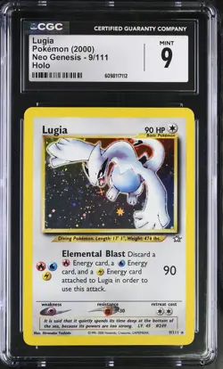 CGC 9 MINT Lugia 2000 Neo Genesis 9/111 Holo Pokemon Card - Image 1