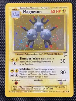 MAGNETON 9/130 Swirl Base Set 2 WotC HOLO Foil Rare 2000 Pokemon Card - LP+ - Image 1