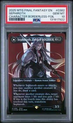 2025 Magic Gathering SEPHIROTH, Borderless FOIL, PSA 10 GEM MINT, Final Fantasy - Image 1
